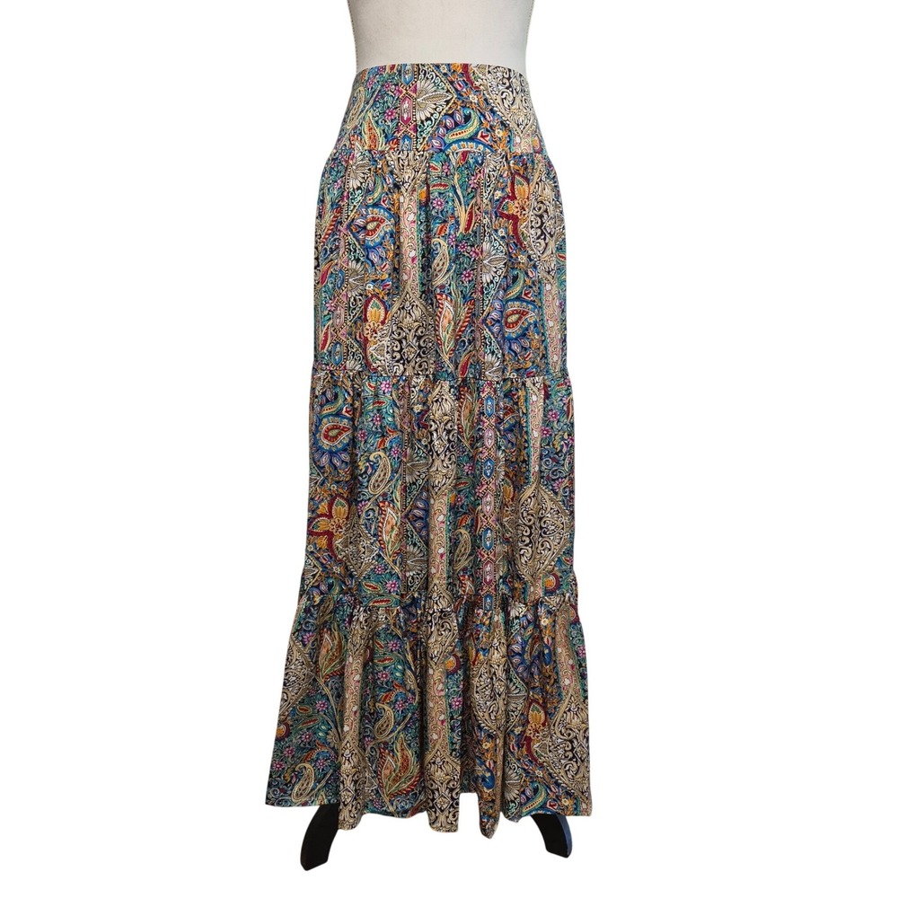 Natural Life Hanna Convertible Tiered Maxi Skirt Bright Paisely Size L Bohemian